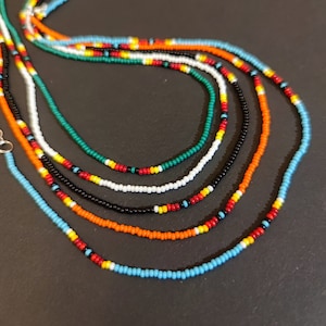 Native beaded necklace Boho necklace Short turquoise necklace Statement necklace Gift for her Summer jewelry Minimalistic necklace