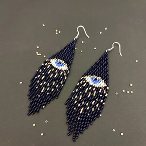 Bohemian Statement Beaded Evil Eye Earrings main image 1