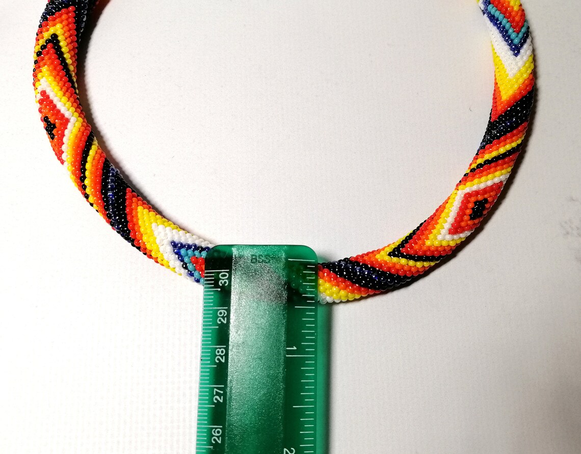 Rainbow Rope Seed Beads Native American Style Beaded Necklace Etsy