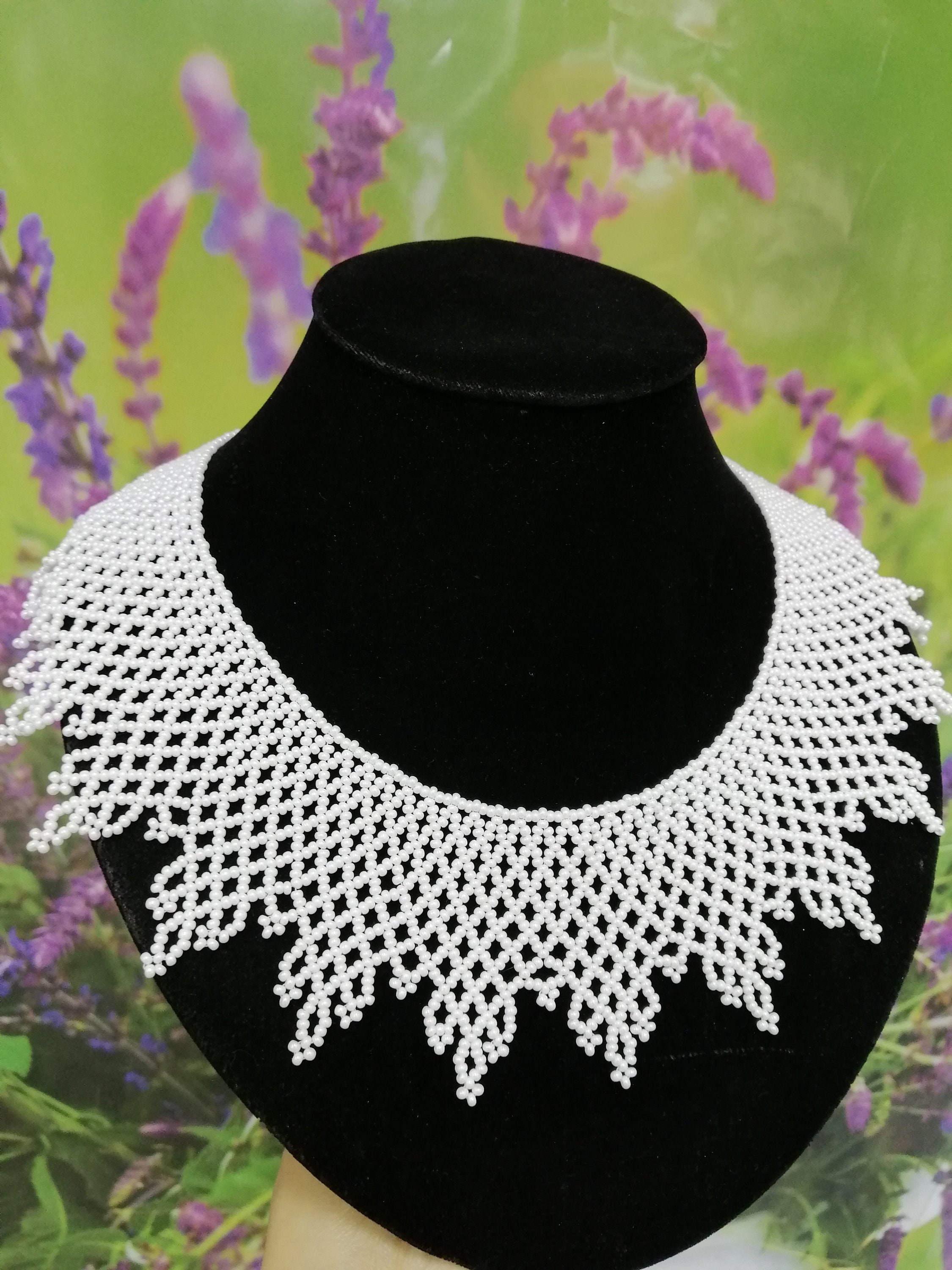 Details about / Dissent collar necklace RBG necklace White beaded necklace handmade white jewelr