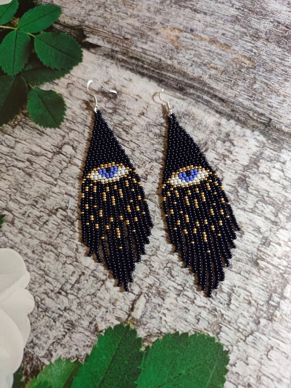Beaded eye earrings deals