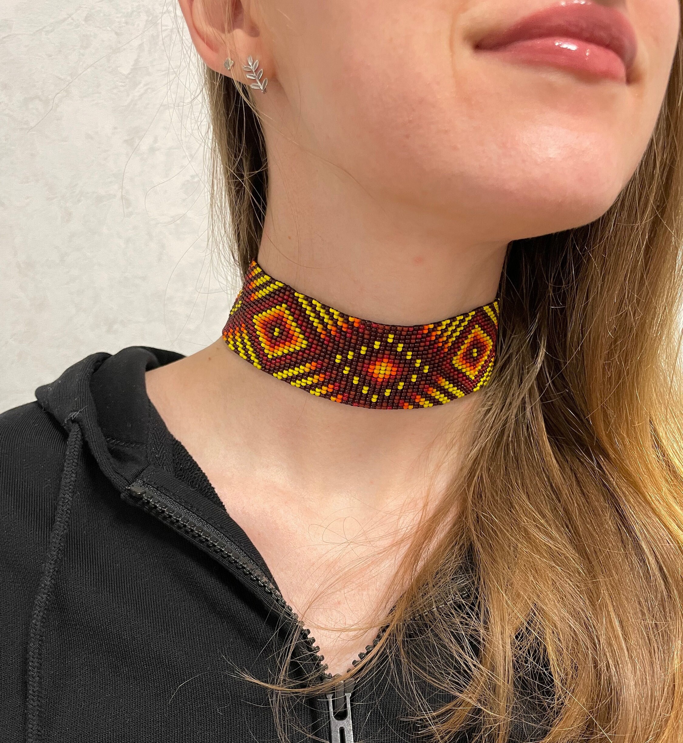 Bohemian African Choker Necklace - Colorful Beaded Statement Collar, Tribal Festival Jewelry - View #7