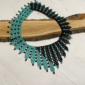 Black with turquoise beaded collar Ruth Bader Ginsburg Dissent Victorian style Short necklace Modern necklace American necklace Gift for her