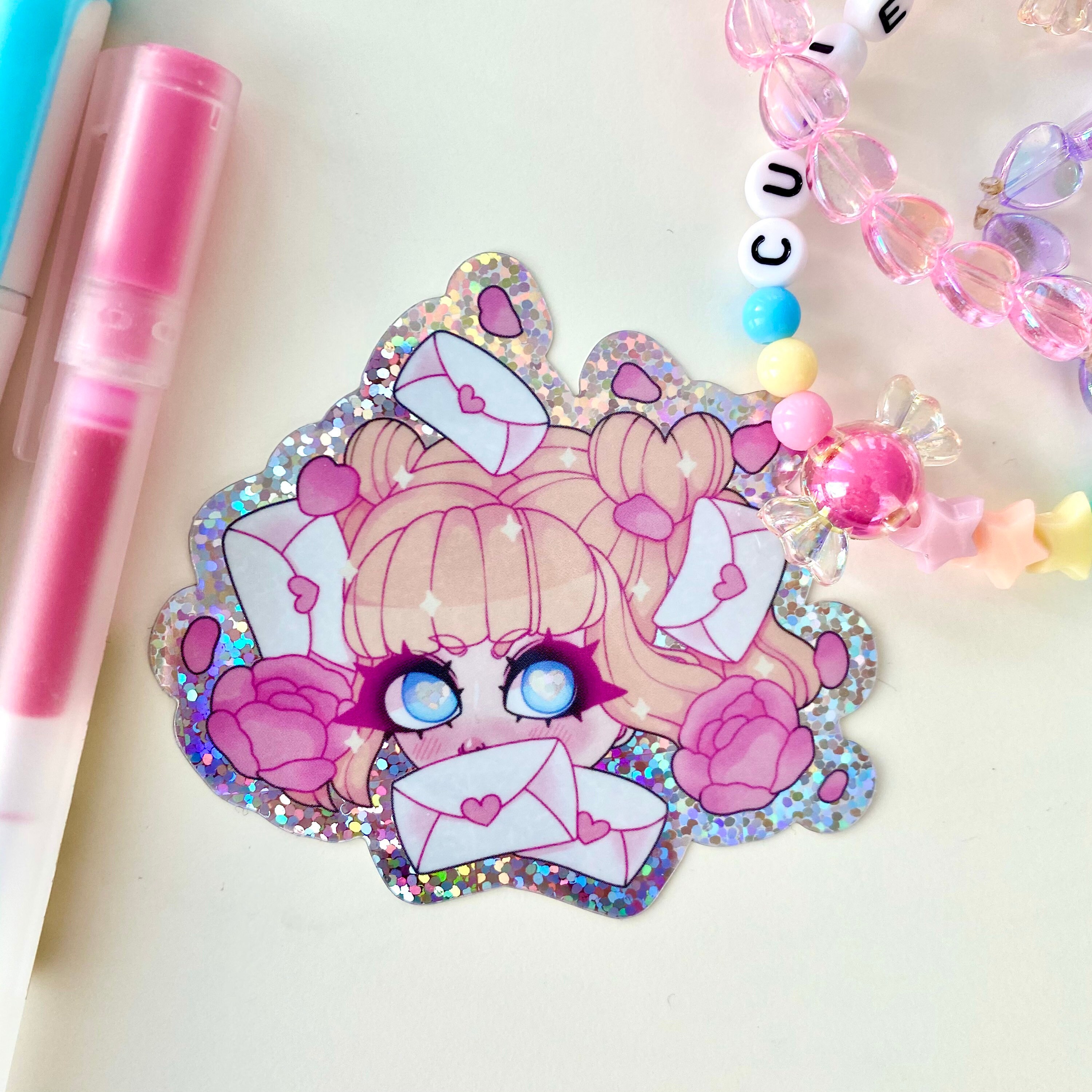 Tsundere Anime Aesthetic Kawaii Glitter Sticker Etsy Israel