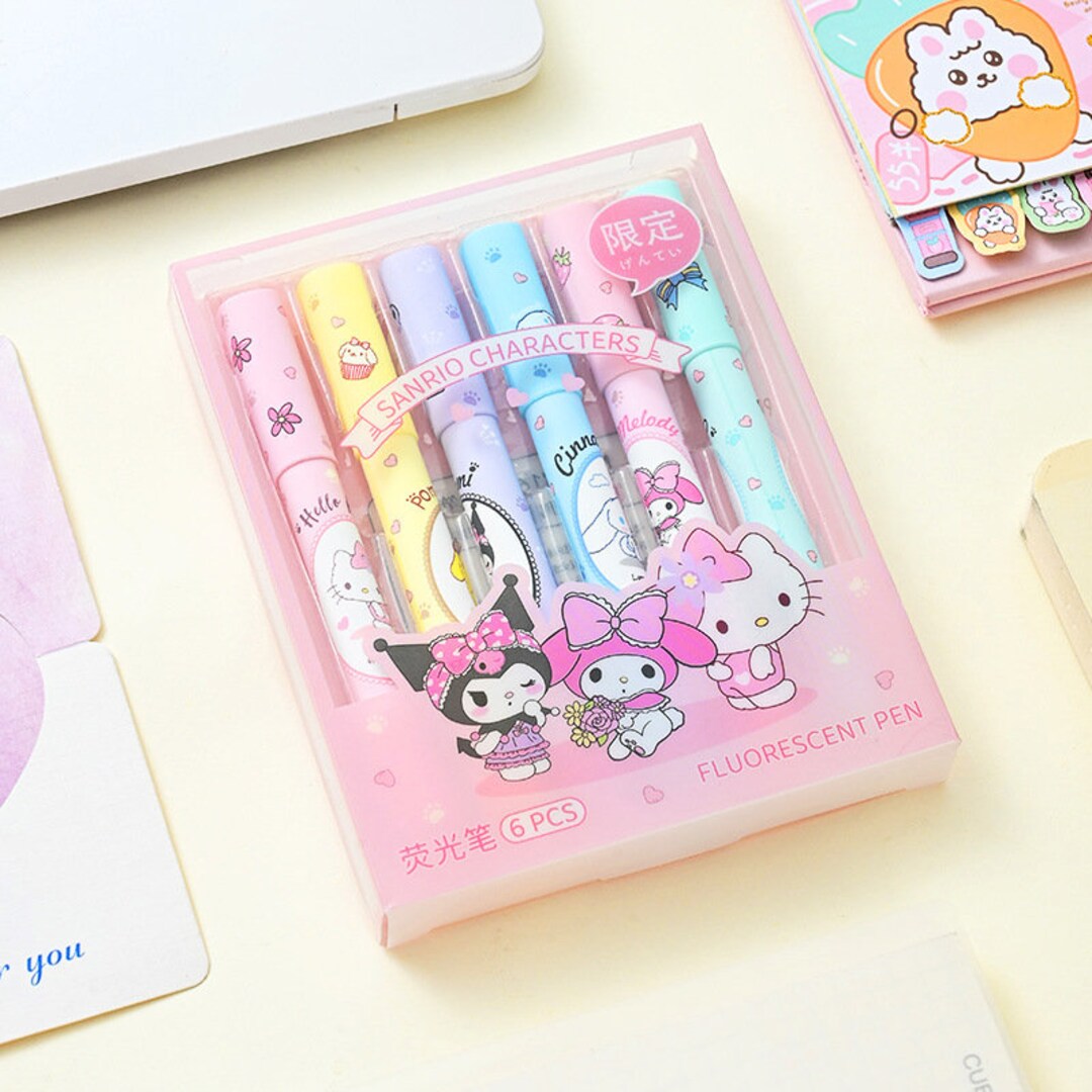 Japanese Stationery Highlighters Sanrio Characters Set of 6 / Etsy