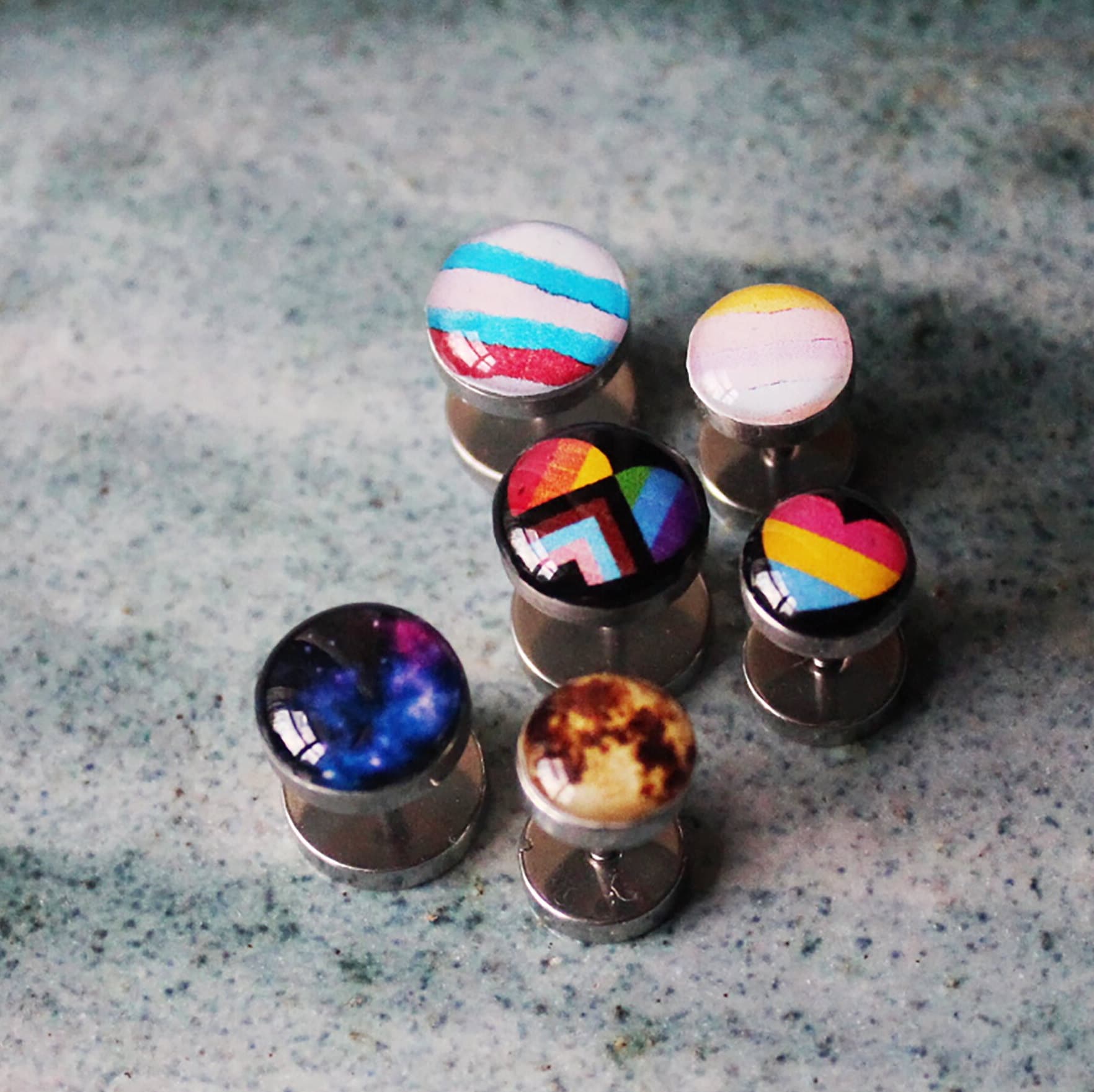 Plug Finto Stelle Arcobaleno In Acciao Nero - Italia - Foto 6