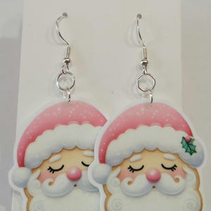 Pink Santa Earrings