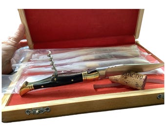 Laguiole style set of 5 pocket knives corkscrew