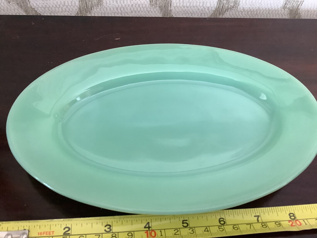 Vintage Jadeite Fire King Restaurant Ware Oval Platter 9 1/2 G Etsy