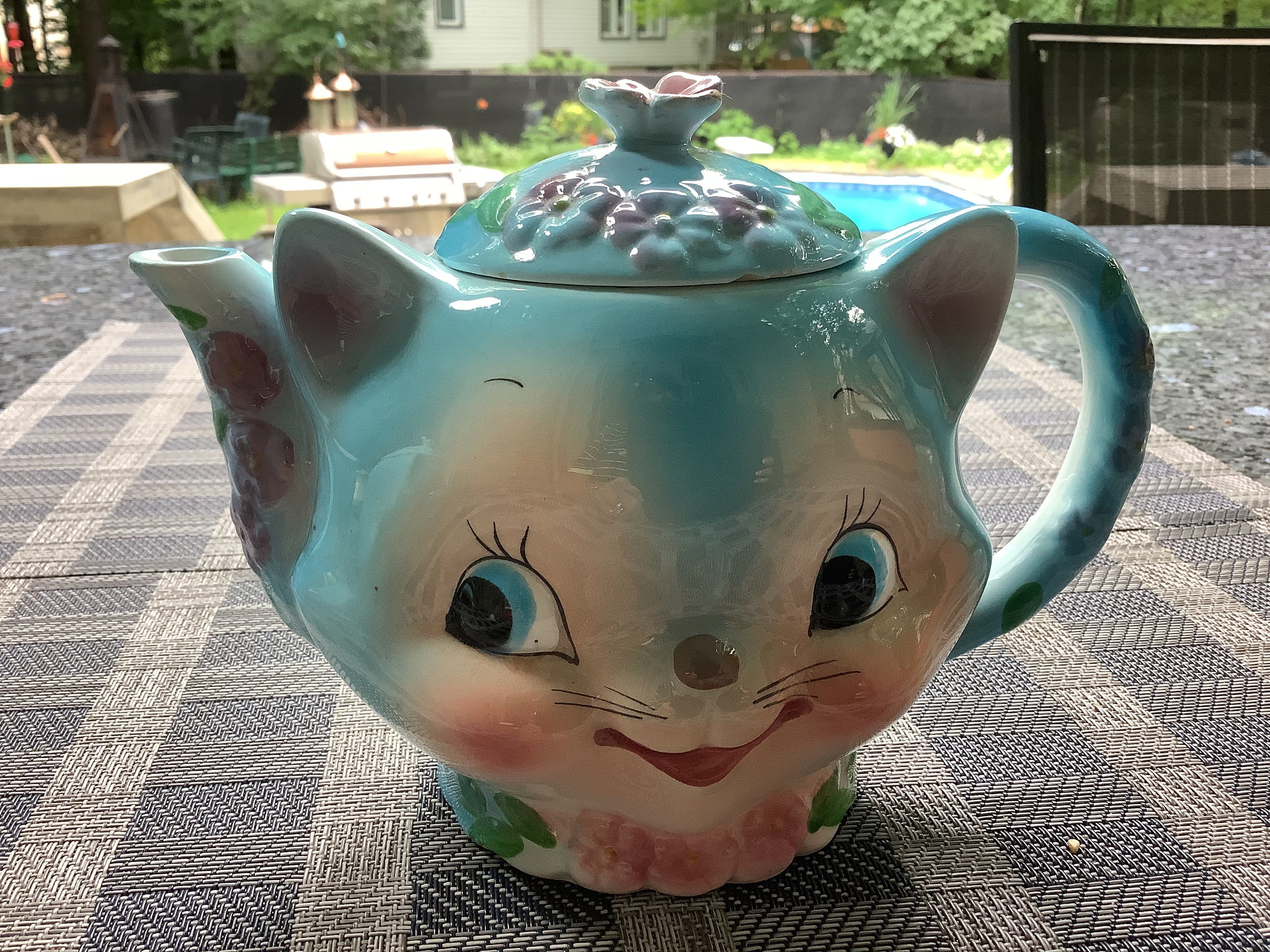 Firlar Japanese Ceramic Cat Teapot 320ML Maneki Neko Red Sturdy Coffee Pot  