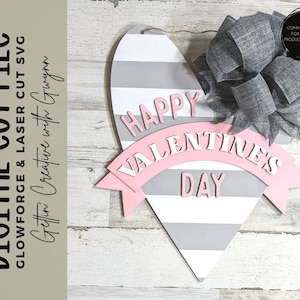 Glowforge File | Laser SVG File | Valentine&#39;s SVG | Heart Laser SVG | Laser Cut File | Valentine Laser File | Glowforge Door Hanger