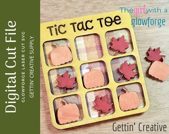 Glowforge SVG | Laser SVG File | Fall SVG | Tic Tac Toe Cut File | Laser Cut File | Glowforge File | Glowforge Design