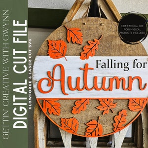 Laser Cut Door Hanger SVG | Fall Laser Door Hanger | Falling for Autumn File | Fall Laser SVG | Glowforge Laser Fall File | Glowforge Fall