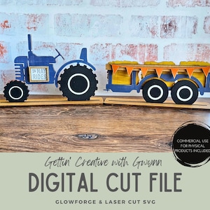 Glowforge File | Laser SVG File | Harvest Shelf Decor SVG | Laser Signs SVG | Laser Cut File | Fall Farm Laser File | Tractor Fall Decor