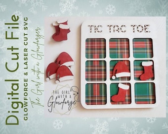 Glowforge SVG / Laser SVG File / Christmas SVG / Tic Tac Toe / Laser Cut File / Glowforge File / Glowforge Design / Laser Stocking Stuffer