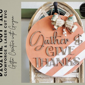 Laser Cut Door Hanger SVG | Fall Laser Door Hanger | Thanksgiving Sign File | Fall Laser SVG | Glowforge Laser Fall File | Glowforge Fall