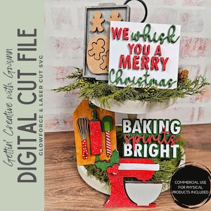 Glowforge SVG | Laser SVG File | Christmas SVG | Christmas Baking Tier Tray Laser | Tier Tray Laser File | Holiday Laser Cut File