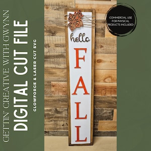 Glowforge File | Laser SVG File | Fall Porch SVG | Laser Signs SVG| Laser Cut File | Glowforge Sign File | Glowforge Porch Leaner