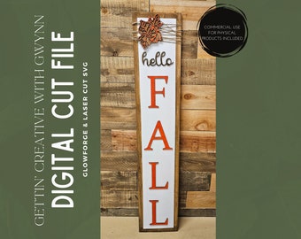 Glowforge File | Laser SVG File | Fall Porch SVG | Laser Signs SVG| Laser Cut File | Glowforge Sign File | Glowforge Porch Leaner