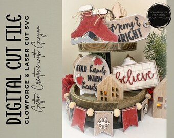 Glowforge SVG / Laser SVG File / Christmas SVG / Fall Laser / Tier Tray Laser File / Laser Cut File / Glowforge File / Glowforge Design