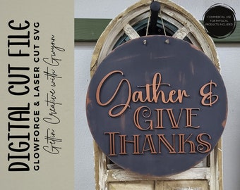 Laser Cut Door Hanger SVG | Fall Laser Door Hanger | Thanksgiving Sign File | Fall Laser SVG | Glowforge Laser Fall File | Glowforge Fall