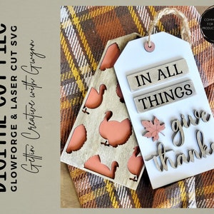 Laser Cut Thanksgiving SVG | Fall Laser Door Tags | Thanksgiving Sign File | Fall Laser SVG | Glowforge Laser Fall File | Glowforge Fall