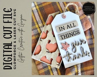 SVG de Thanksgiving découpé au laser | Étiquettes de porte laser d’automne | Fichier de signe de Thanksgiving | Laser d’automne SVG | Fichier d’automne laser Glowforge | Automne Glowforge