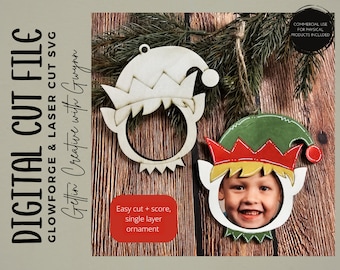 Glowforge File | Laser SVG File | Christmas SVG | Ornament Laser | Kids Craft Ornament SVG| Laser Cut File | Glowforge | Elf Ornament