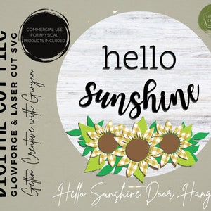Laser SVG File | Glowforge File | Sunflower Door Hanger SVG | Fall Laser SVG| Laser Cut File | Summer Decor | Glowforge Door Hanger