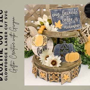 Glowforge File | Laser SVG File | Fall Tier Tray SVG | Tier Tray SVG| Laser Cut File | Fall Laser Decor | Pumpkin Tier Tray File | Fall Tier