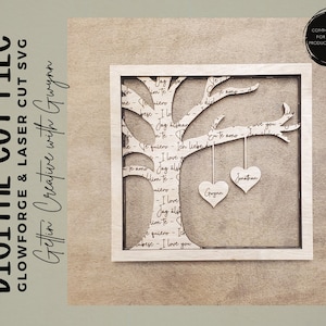 Glowforge File | Laser SVG File | Valentine SVG | I Love You Tree Laser | Table Top SVG| Laser Cut File | Valentine Gift | Glowforge Files