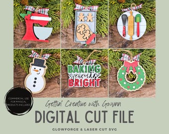 Kit de adornos desplegables / Archivo SVG para kit láser / Kit navideño SVG / Kit de adornos láser / Archivo láser para adornos para hornear / Archivo de adornos