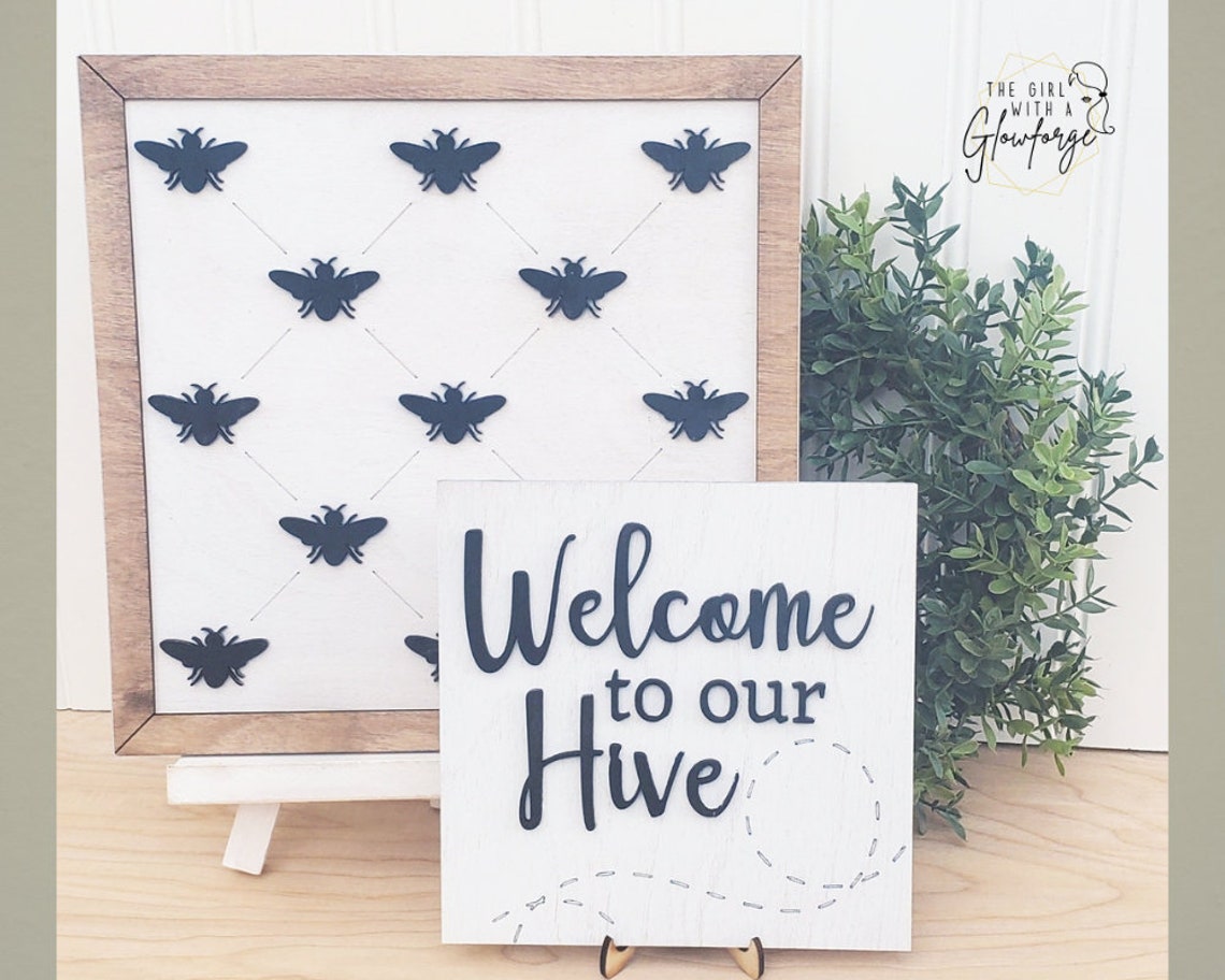Download Glowforge File Laser SVG File Home Sweet Hive Sign SVG | Etsy