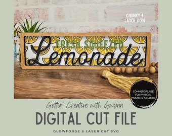 Glowforge File | Laser SVG File | Lemon Shelf Decor SVG | Laser Signs SVG | Laser Cut File | Summer Laser File | Lemonade Sign Decor