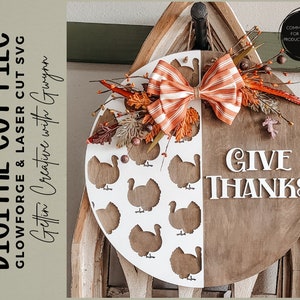 Laser Cut Door Hanger SVG | Fall Laser Door Hanger | Thanksgiving Sign File | Fall Laser SVG | Glowforge Laser Fall File | Glowforge Fall