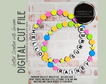 Corona de pulsera de la amistad SVG / Archivo de corte láser de pulsera / Proyecto de manualidades SVG para niños o adultos / Archivo redondo Glowforge para adolescentes / Láser