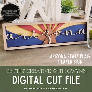 Glowforge File | Laser SVG File | Arizona Laser SVG | Arizona Flag Layer Sign | Arizona Decor File | Laser Arizona File | Arizona Laser