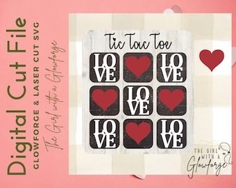 Glowforge SVG | Laser SVG File | Valentine SVG | Tic Tac Toe | Laser Cut File | Glowforge File | Glowforge Design | Laser Valentine's Day