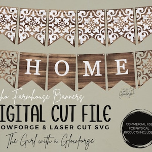 Glowforge File | Laser SVG File | Boho Banner SVG | Mantle Decor SVG| Laser Cut File | Farmhouse Decor Laser File | Glowforge Banner File