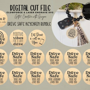 Laser Keychain File | Laser SVG File | Laser Wristlet SVG | Keychain SVG | Laser Engrave File | Drive Safe | Keychain Design Laser File