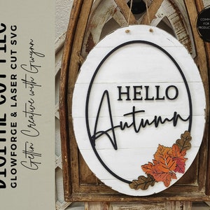 Laser Cut Door Hanger SVG | Fall Laser Door Hanger | Fall Leaves Sign File | Fall Laser SVG | Glowforge Laser Fall File | Glowforge Fall