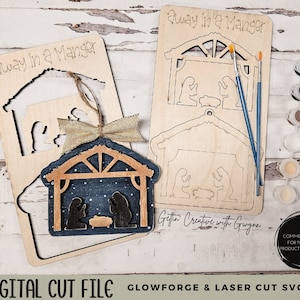 Pop Out Kit File | Laser Kit SVG File | Christmas Kit SVG | Ornament Kit Laser | Nativity Ornament Laser File | DIY Ornament File |