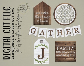 Glowforge File | Laser SVG File | Farmhouse Tier Tray SVG | Tier Tray SVG| Laser Cut File | Boho Laser Decor | Glowforge Tier Tray File
