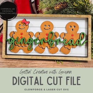 Glowforge File | Laser SVG File | Gingerbread Shelf Decor SVG | Laser Signs SVG | Laser Cut File | Christmas Baking Laser File | Sign Decor