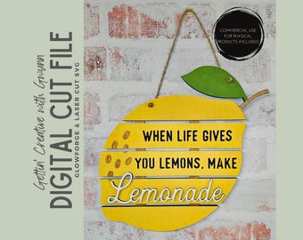 Glowforge File | Laser SVG File | Lemon Wall Decor SVG | Laser Signs SVG| Laser Cut File | Summer Laser File | Lemon Wall Sign Summer