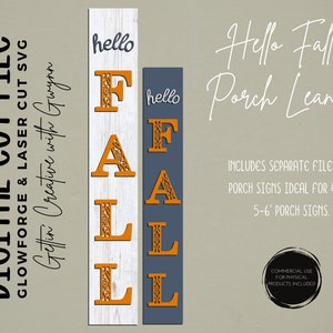 Glowforge File | Laser SVG File | Fall Porch SVG | Laser Signs SVG| Laser Cut File | Glowforge Sign File | Glowforge Porch Leaner