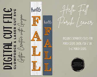 Glowforge File | Laser SVG File | Fall Porch SVG | Laser Signs SVG| Laser Cut File | Glowforge Sign File | Glowforge Porch Leaner