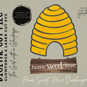 Glowforge File | Laser SVG File | Bee Doorhanger SVG | Laser Signs SVG| Laser Cut File | Glowforge Sign File | Bee | Glowforge Door Hanger