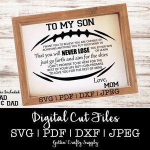 Football Player SVG | Football Son SVG File | Son Inspiration SVG | Sport Cut File | Cut File for Son Room | Silhouette File | Football Grad