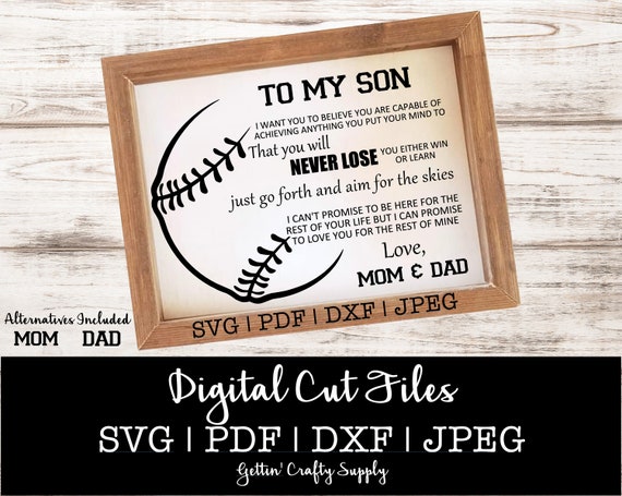 Baseball Player SVG | Baseball Son SVG File | Son Inspiration SVG | Sport  Cut File | Cut File for Son Room | Silhouette File | Baseball Grad